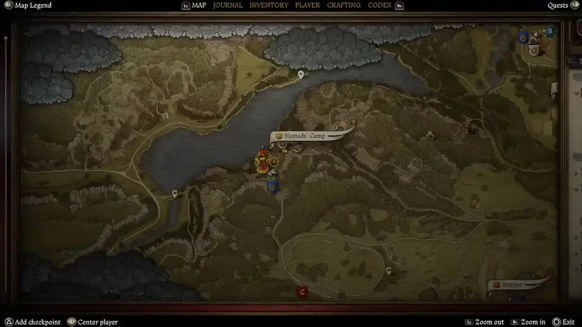 Mapa na nagpapakita ng lokasyon ng kampo ng mga cumans sa Kaharian Halika: Deliverance 2
