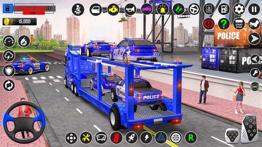 US Police-Car Transport Trucks 螢幕截圖 0