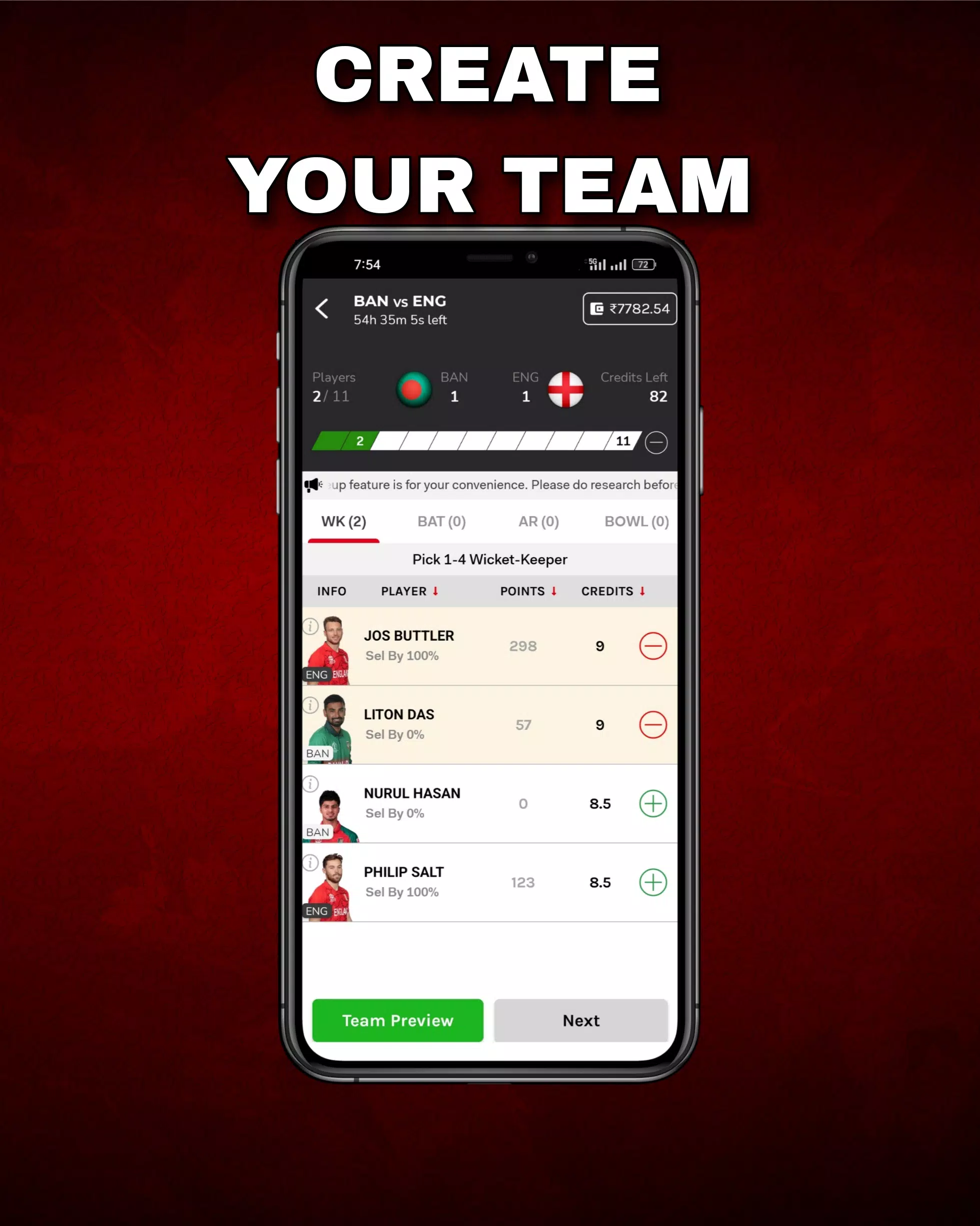 FantPlay11:Fantasy Cricket App Screenshot 2