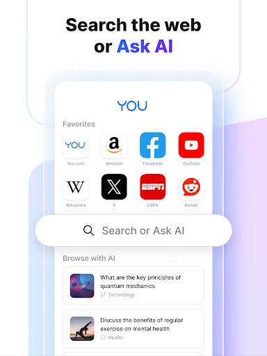 You.com AI Search and Browse Schermafbeelding 1