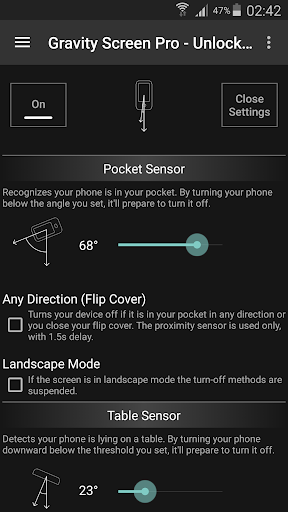 Schermata Gravity Screen - On/Off 0