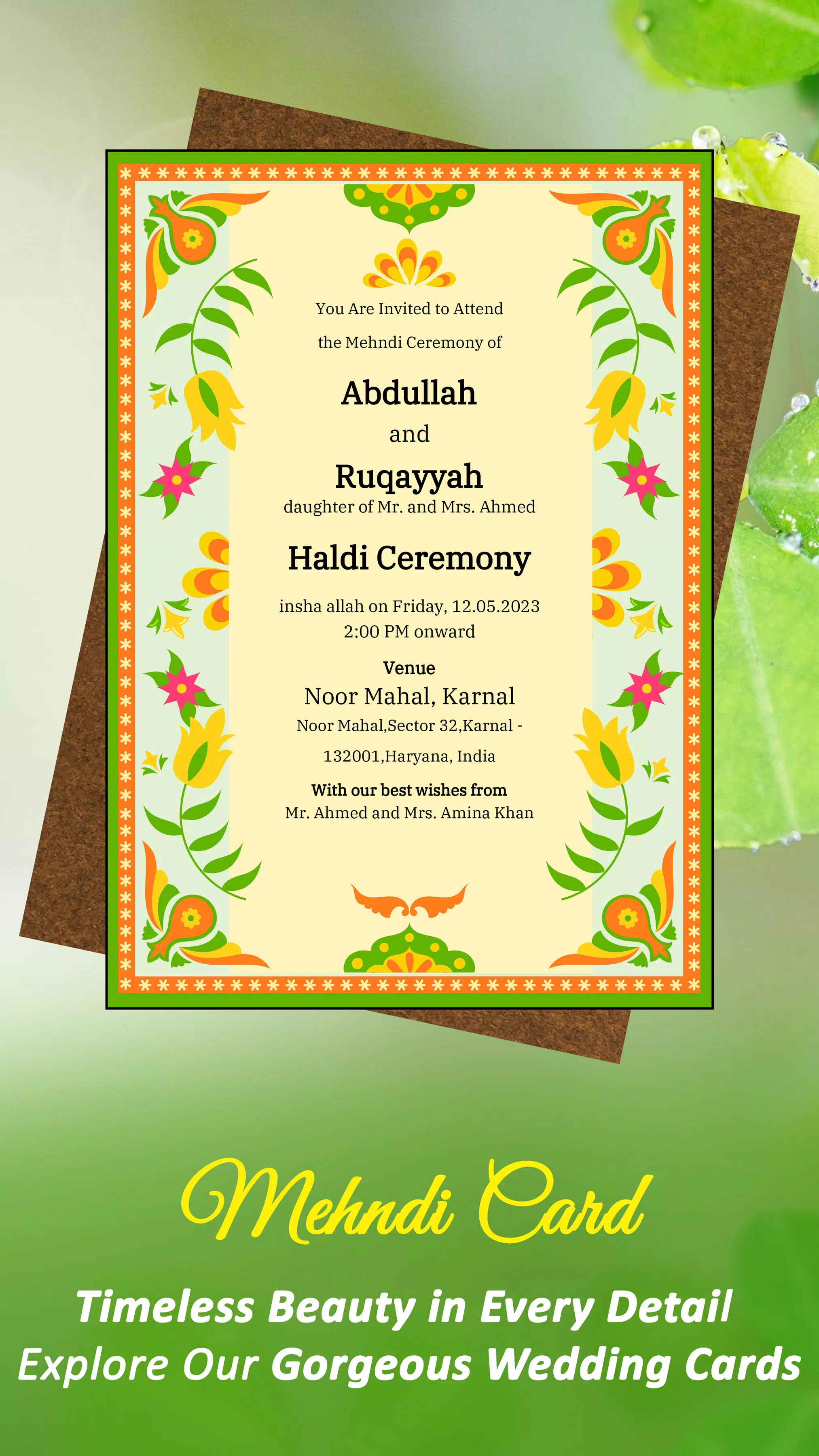 Muslim Wedding Card Maker Captura de tela 3