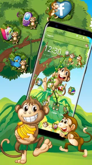 The Cute Cartoon Monkey Theme Screenshot 1