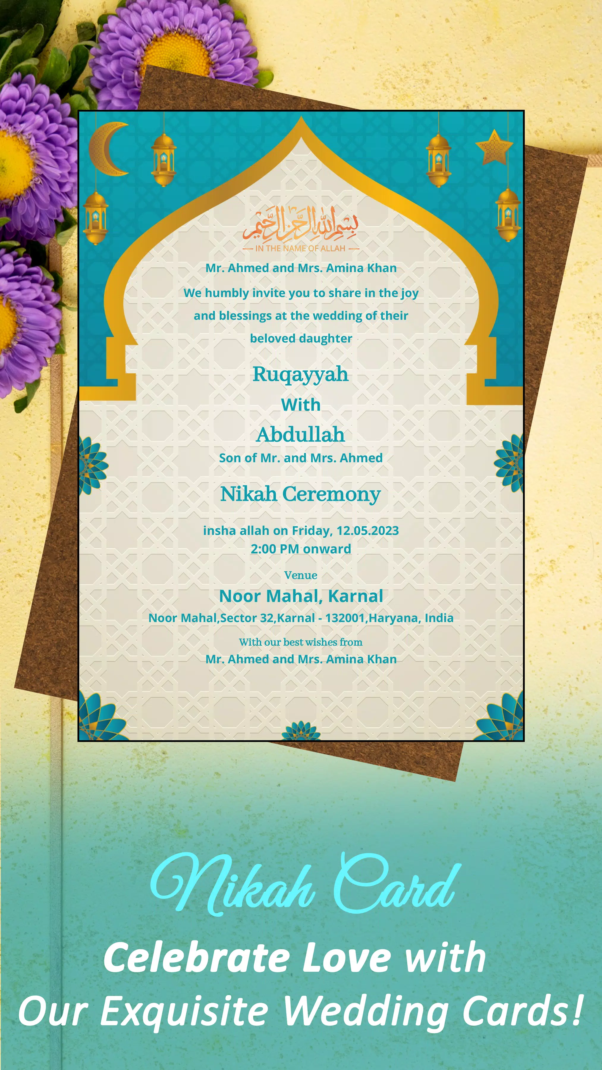 Muslim Wedding Card Maker Captura de tela 1