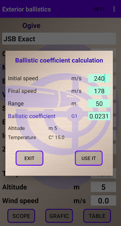 External ballistics calculator Скриншот 3