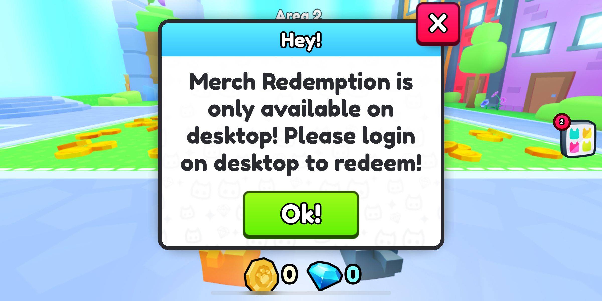 Image: Desktop-only redemption notice