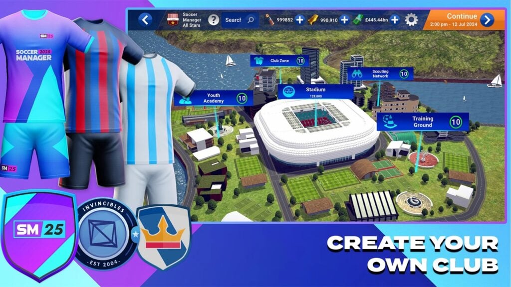 Soccer Manager 2025 для Android запускается с 90 лигами