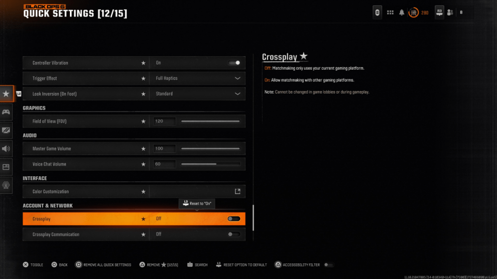 Turning off Crossplay in Black Ops 6