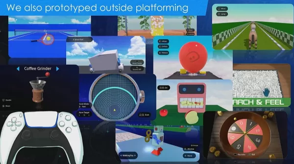 Ang isa pang slide mula sa pag -uusap na nagpapakita ng iba't ibang mga aktibidad ng prototype na ginawa para sa Astro Bot.