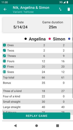 Schermata Yatzy Scoring Card 2