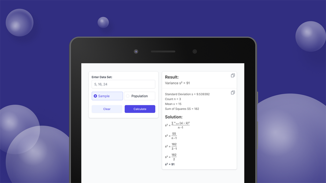 Variance Calculator Zrzut ekranu 1