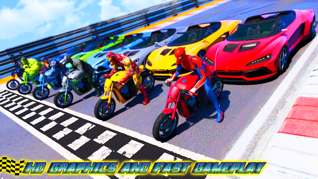 Superhero Bike Stunt Games 3D Captura de tela 1