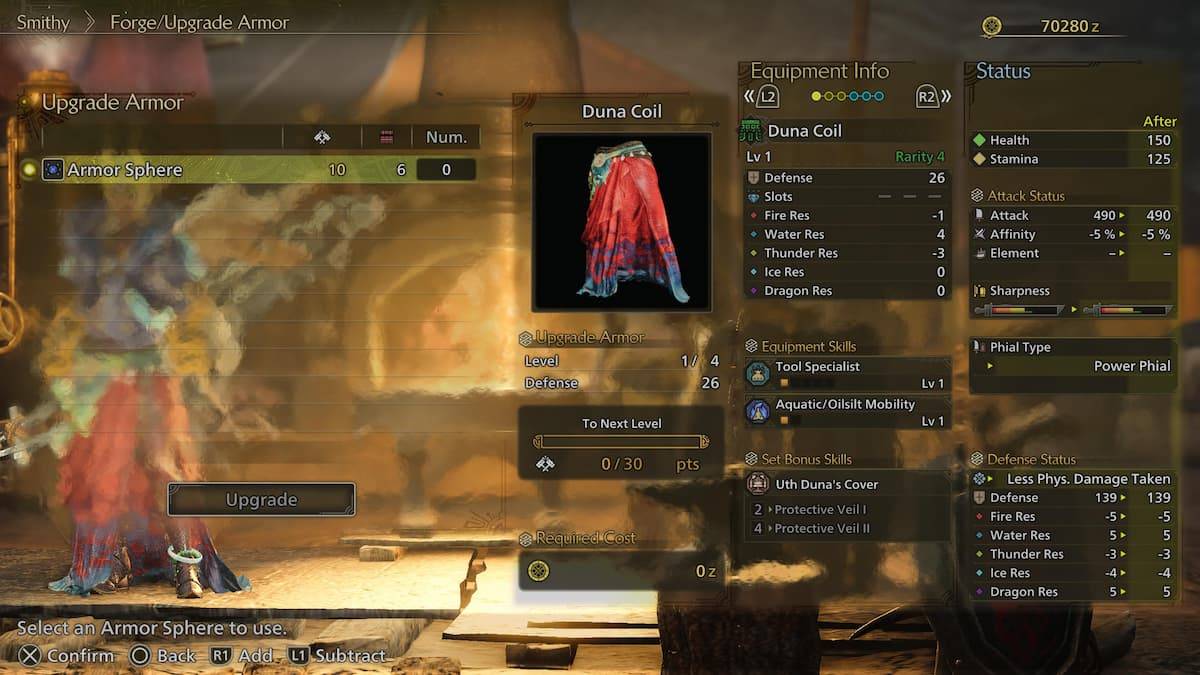 Usando le sfere di armatura in Monster Hunter Wilds