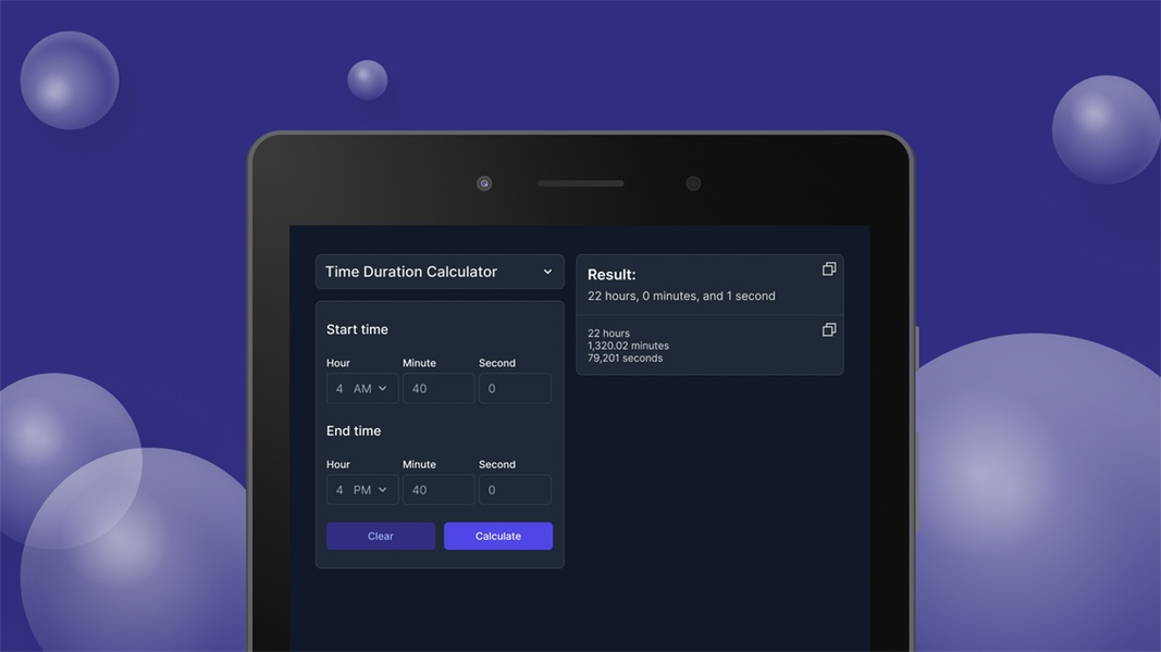 Time Duration Calculator Ekran Görüntüsü 1