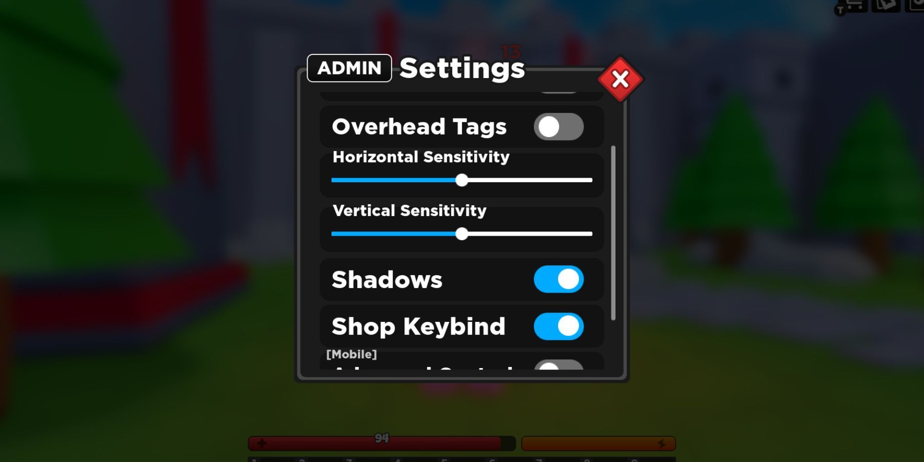 Sensitivity Adjustment Image