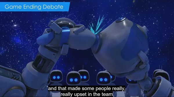 Isang clip mula sa pagtatanghal ni Doucet na nagpapakita ng orihinal na pagtatapos ng Astro Bot.